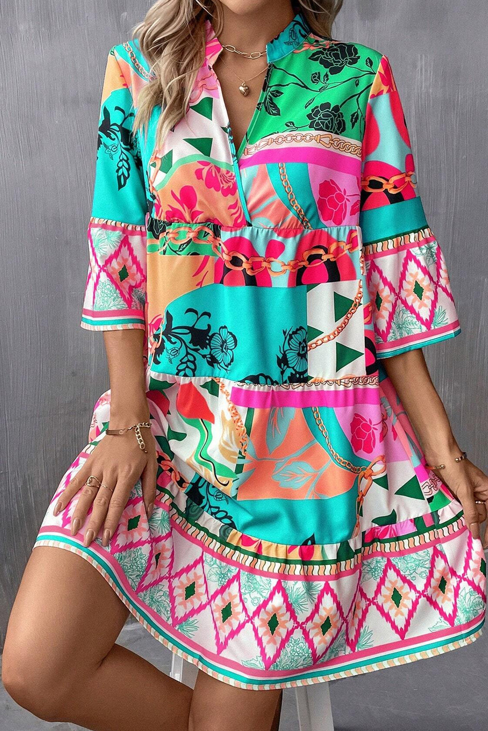 Multicolor Abstract Printed Dress