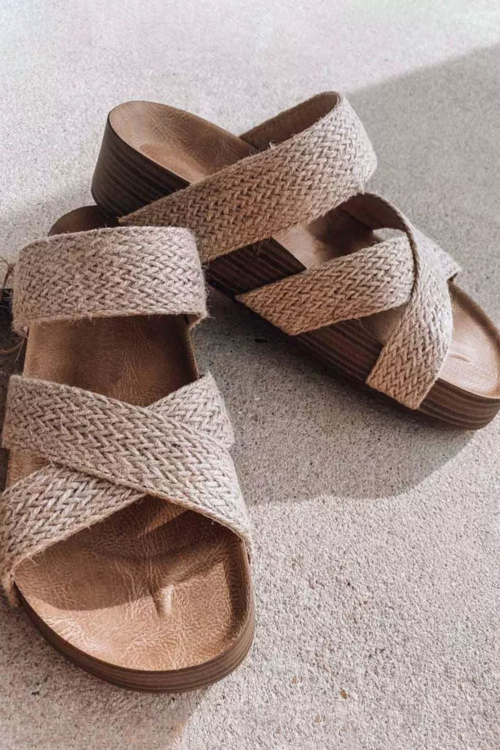 Woven Cross Criss Hollowed Slip-On Sandals