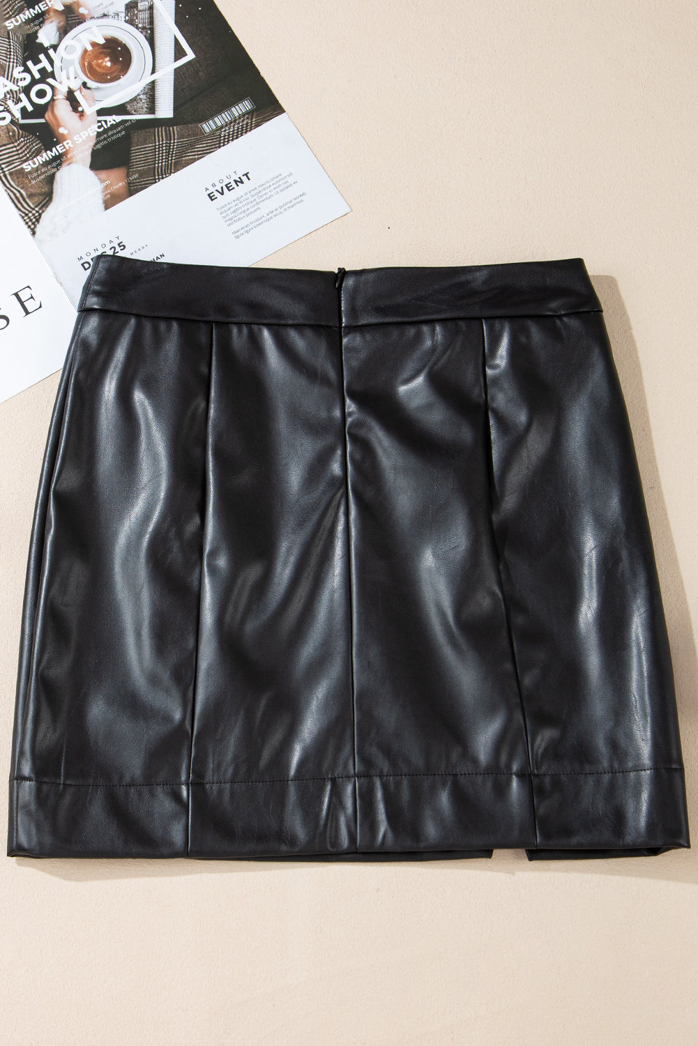 Black Leather High Waist Mini Skirt