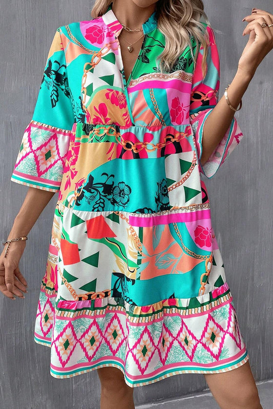 Multicolor Abstract Printed Dress