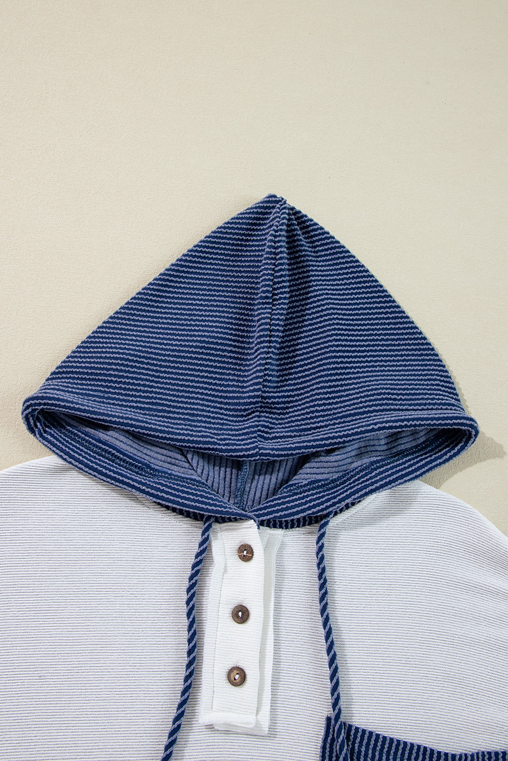 White Corded Patch Hooded Top