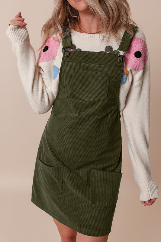 Vineyard Green Solid Corduroy Overall Dress