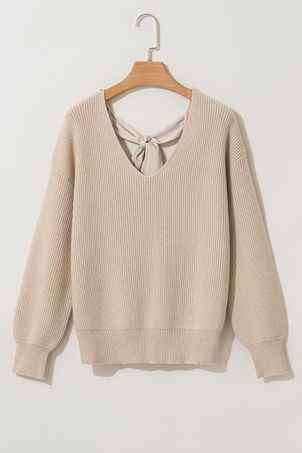 V Neck Knot Back Sweater