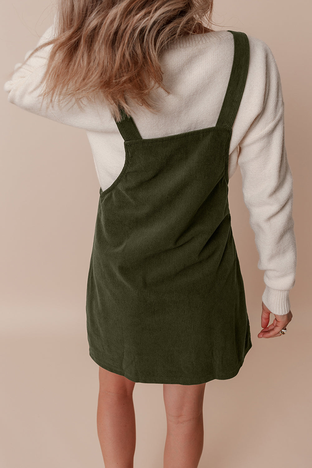 Vineyard Green Solid Corduroy Overall Dress