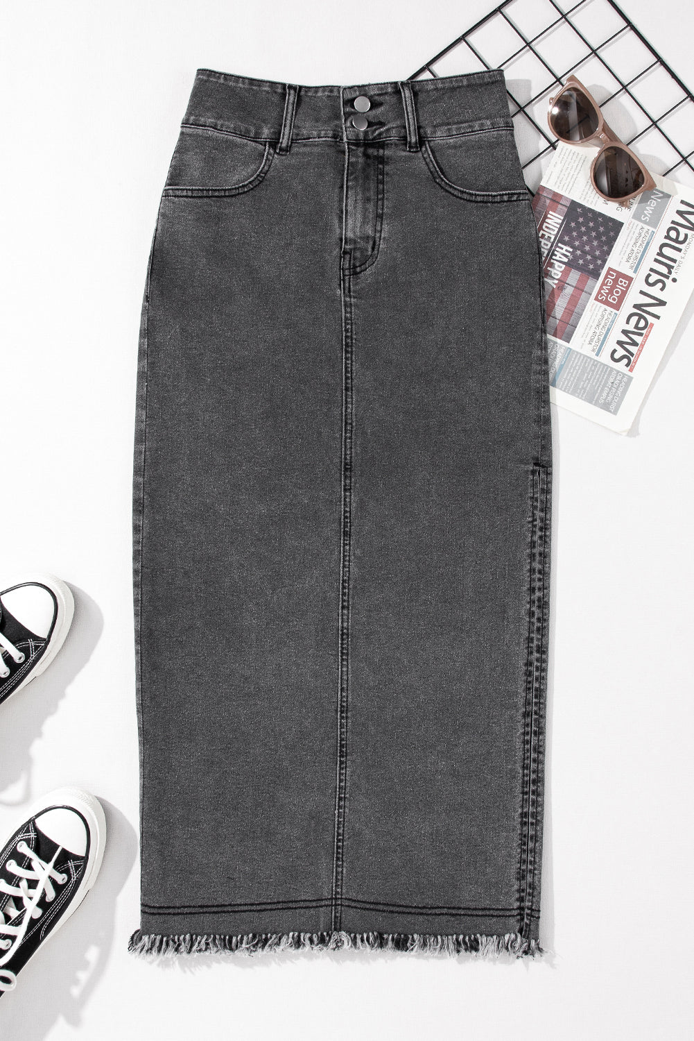 Black Denim Skirt