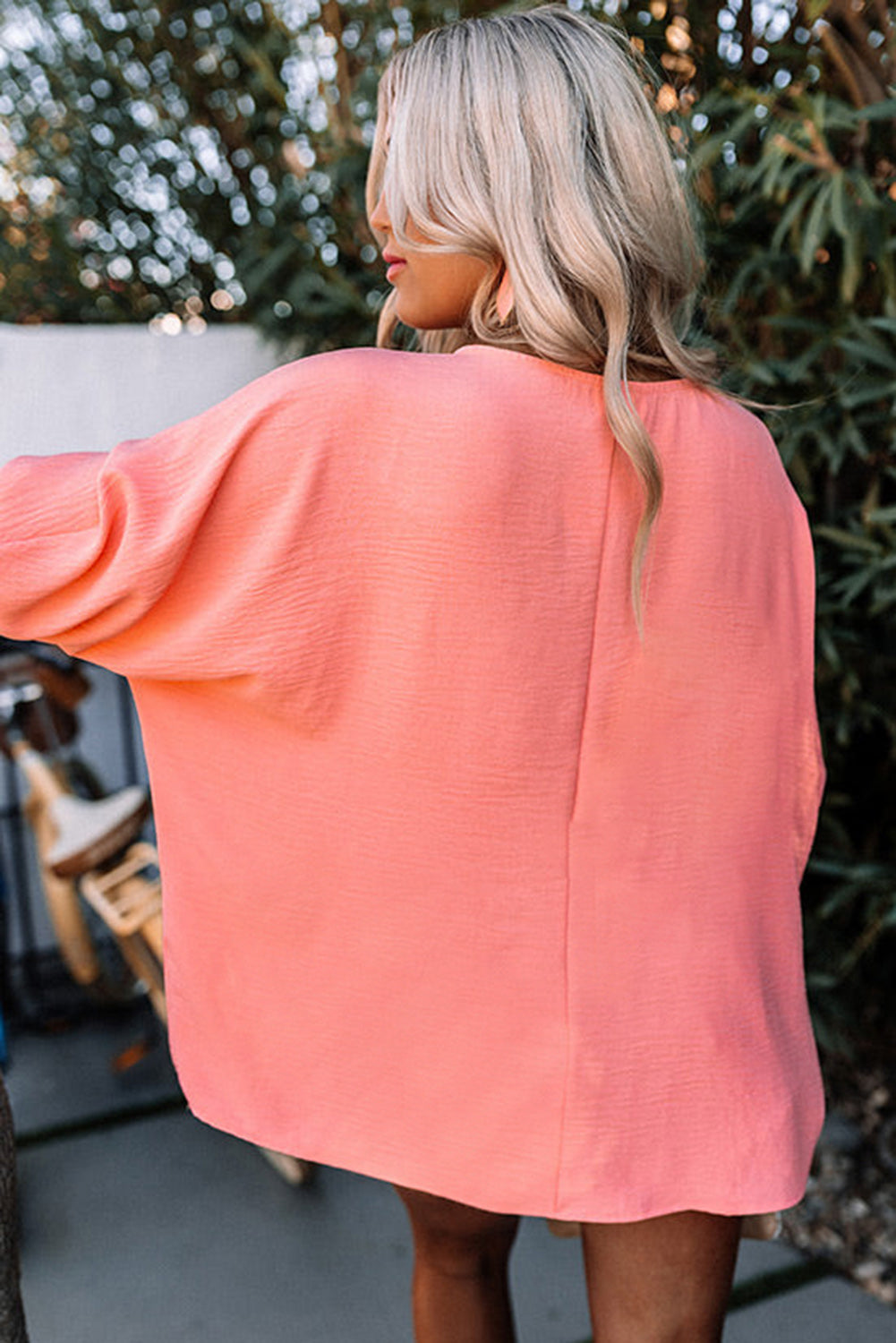 Pink Smocked Wrist Shift Blouse