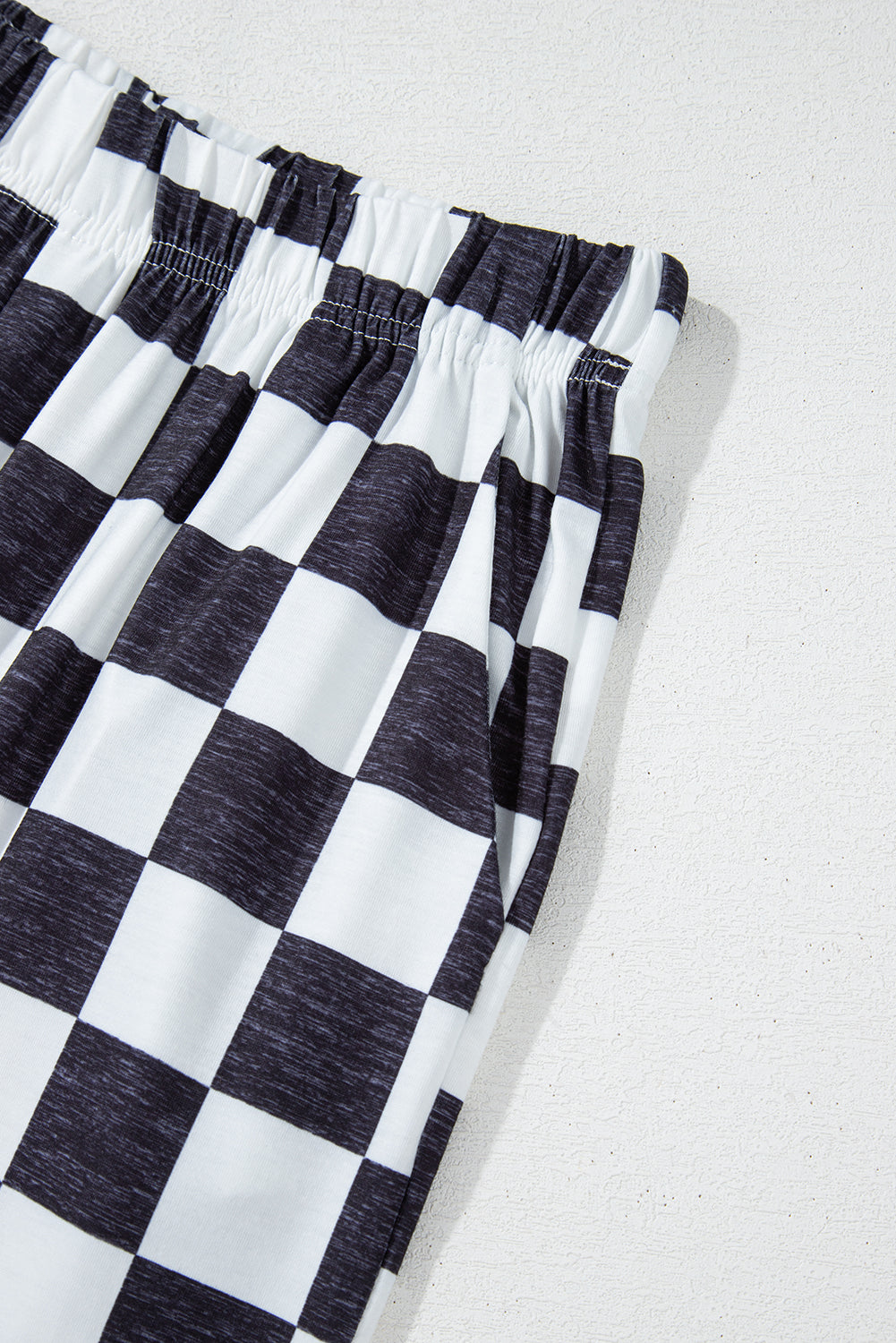 Black 2-Tone Checked Print Leg Pants