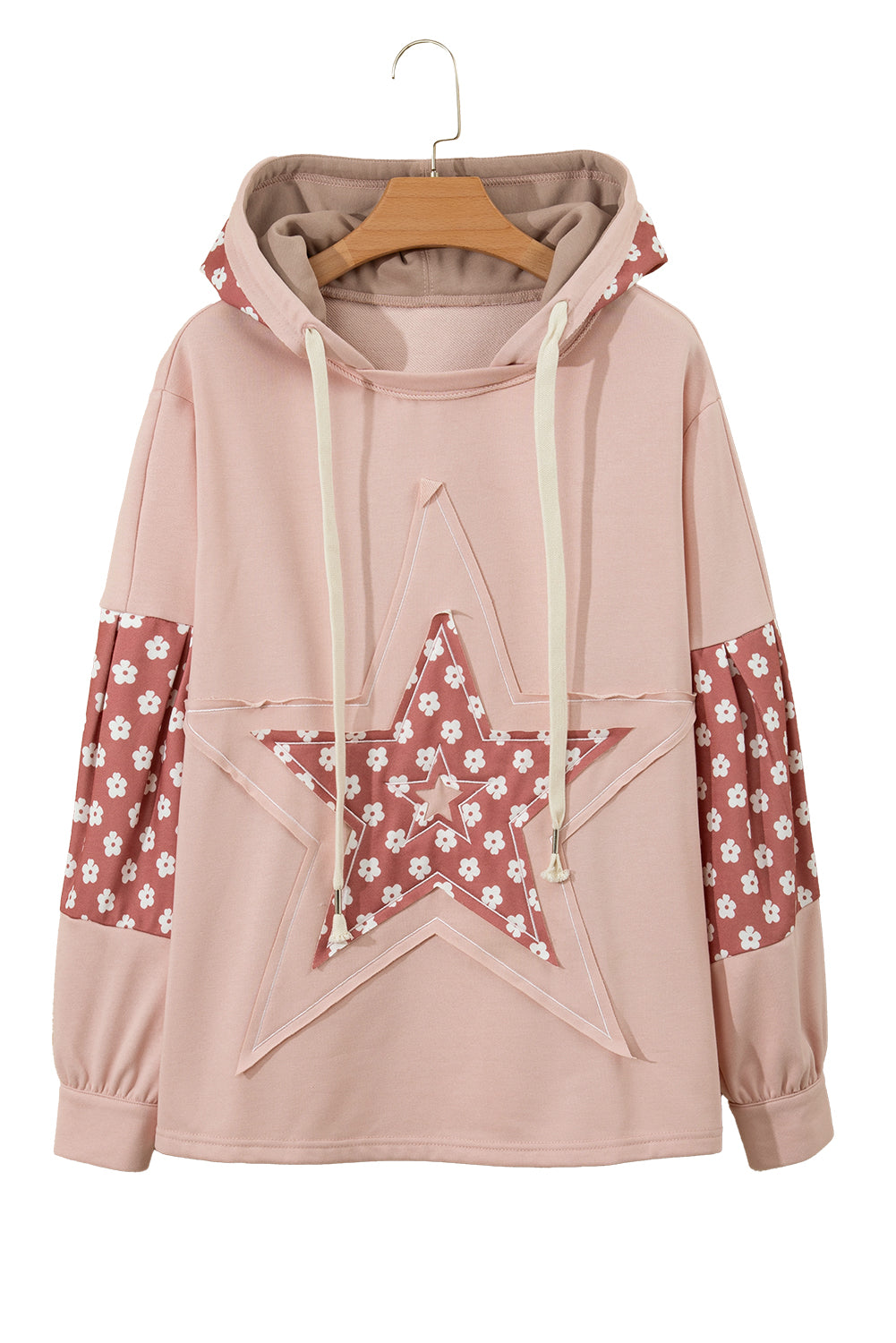 Floral Patchwork Star Drawstring Hoodie