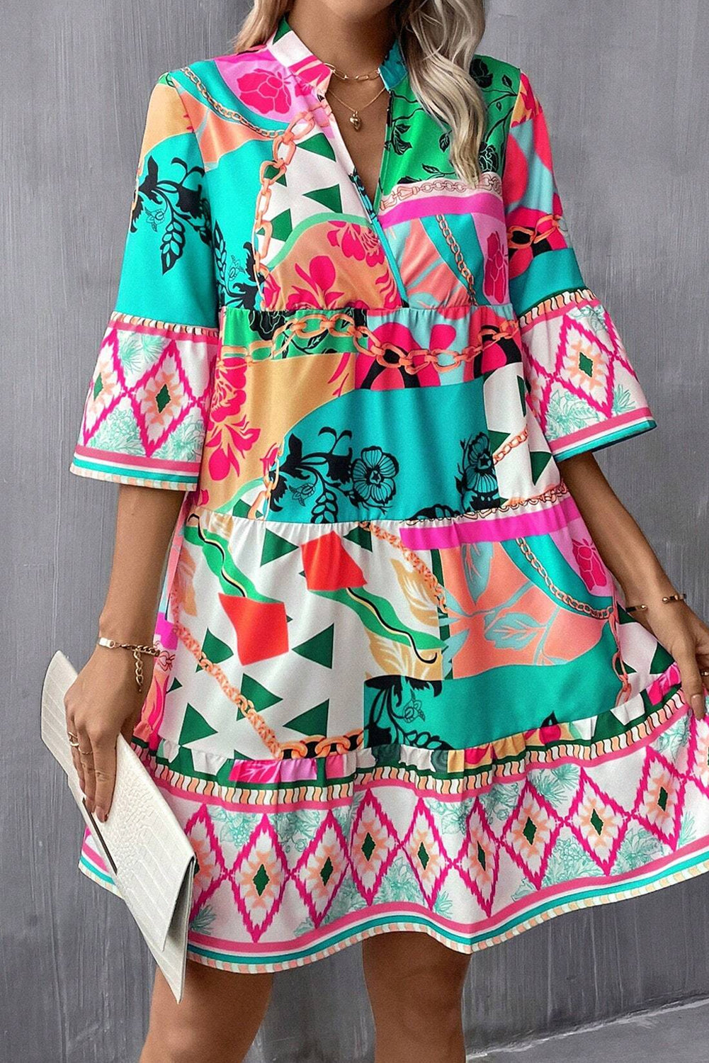 Multicolor Abstract Printed Dress