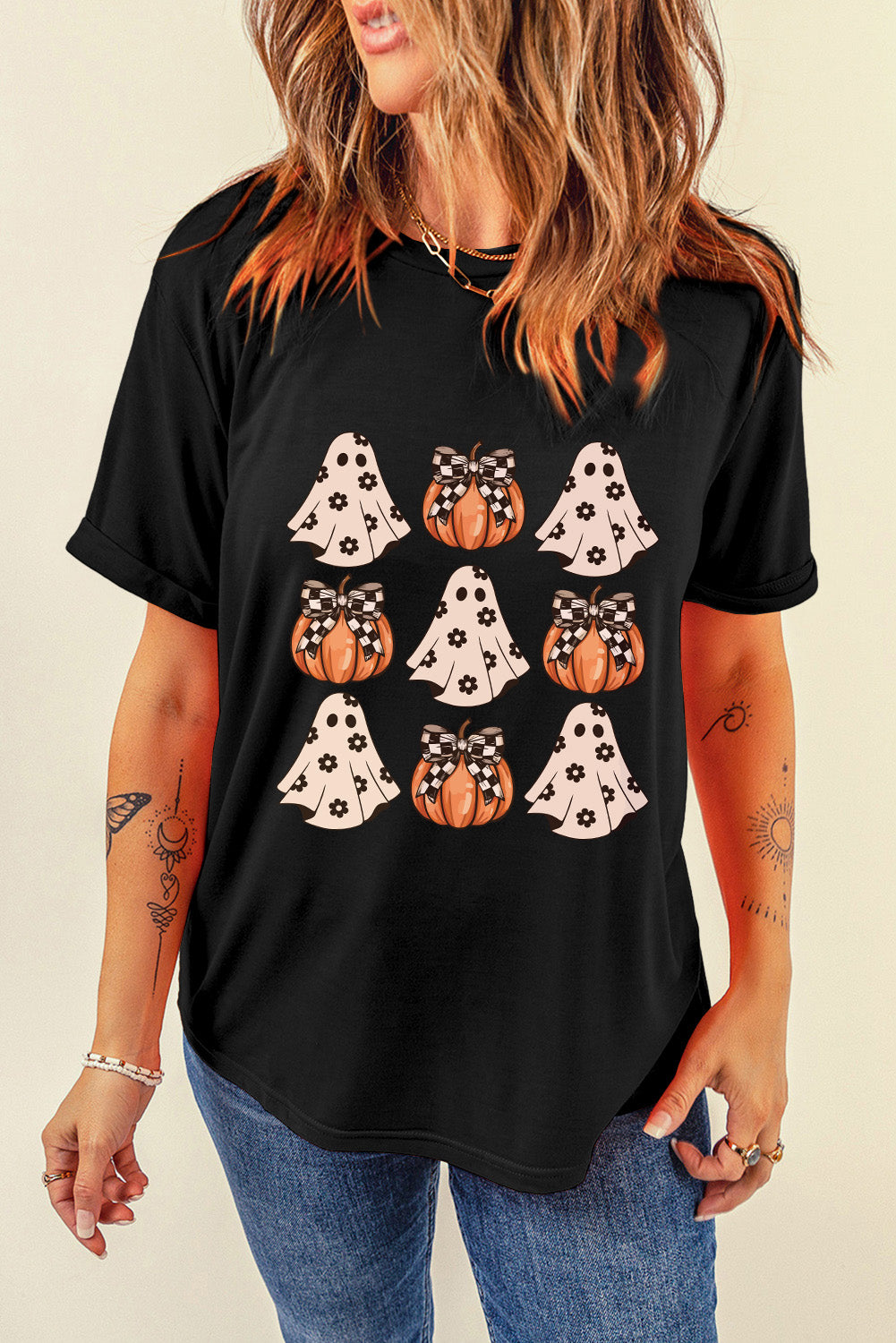 Black Halloween Ghost Pumpkin T Shirt