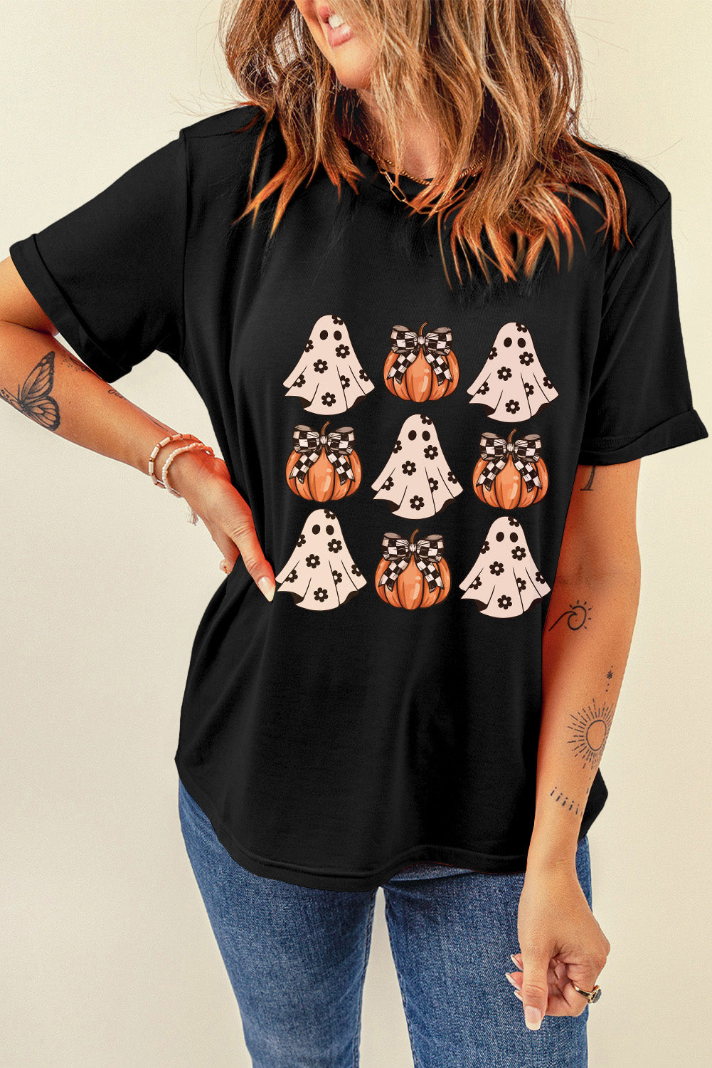 Black Halloween Ghost Pumpkin T Shirt