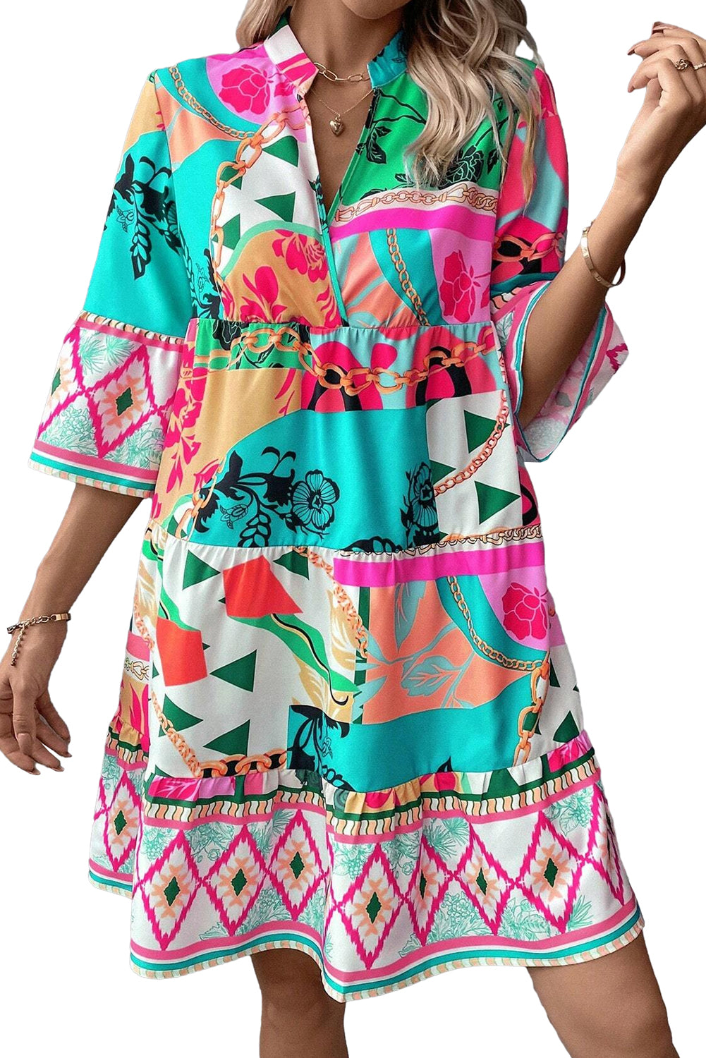 Multicolor Abstract Printed Dress