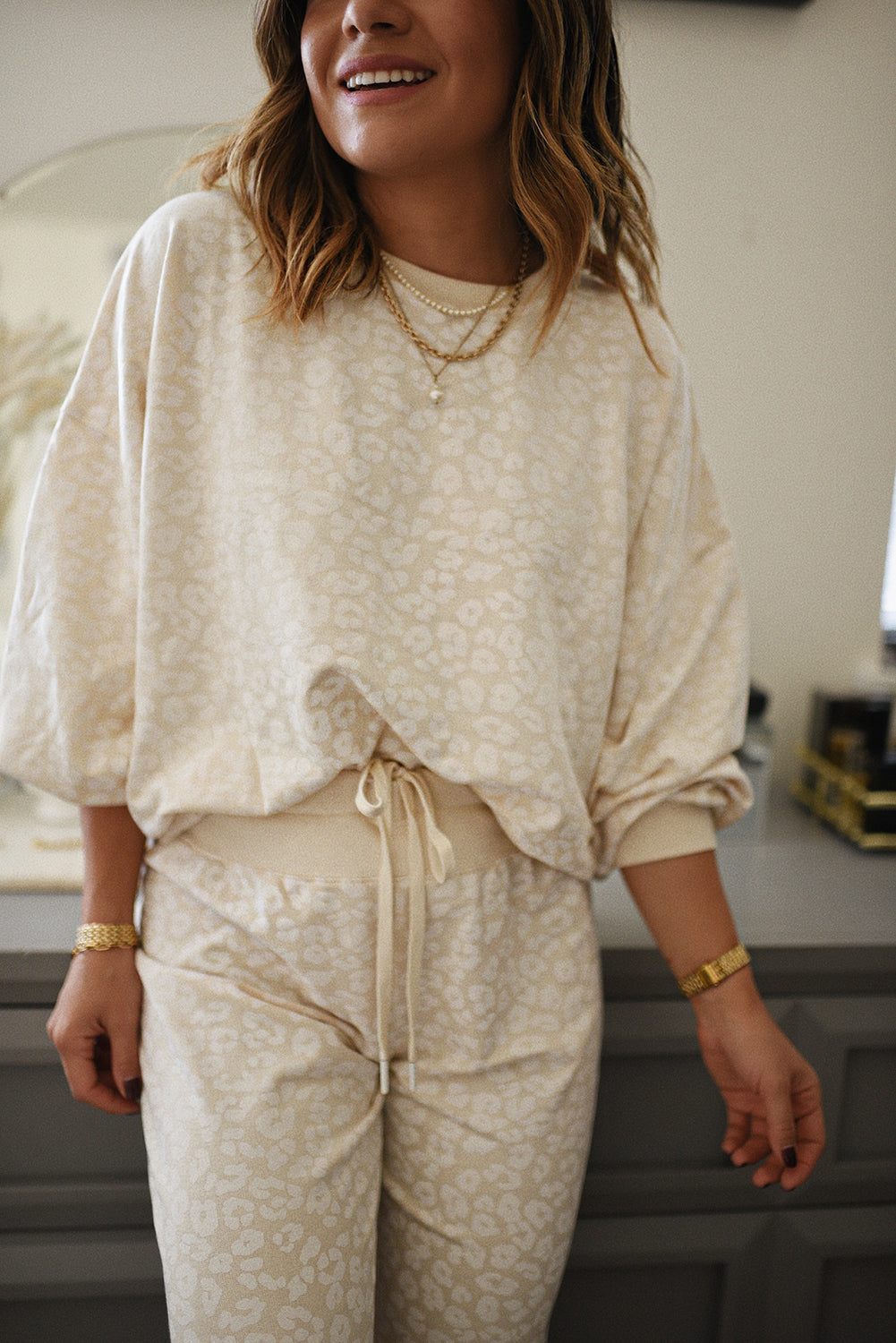 White Two Piece Loose Fit Cozy Loungewear